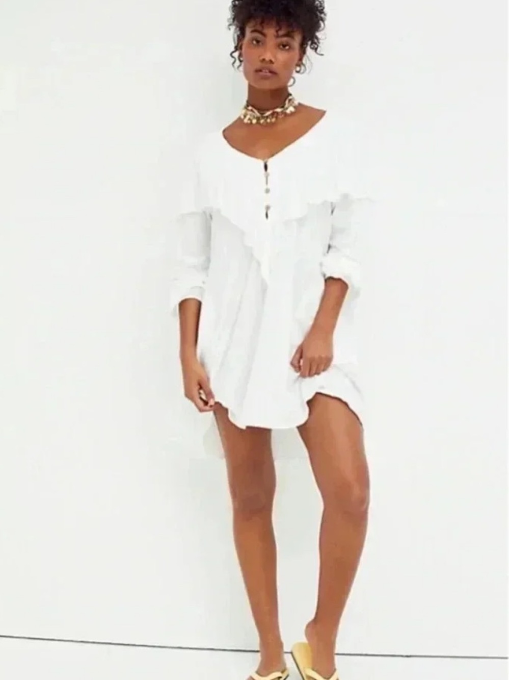 FREE PEOPLE BEACH Aurora Mini Dress in Ivory, NWOT, size M